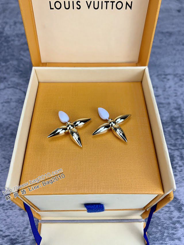 Louis Vuitton新款飾品 路易威登新款拼接耳釘 LV金色四葉耳環  zglv2191